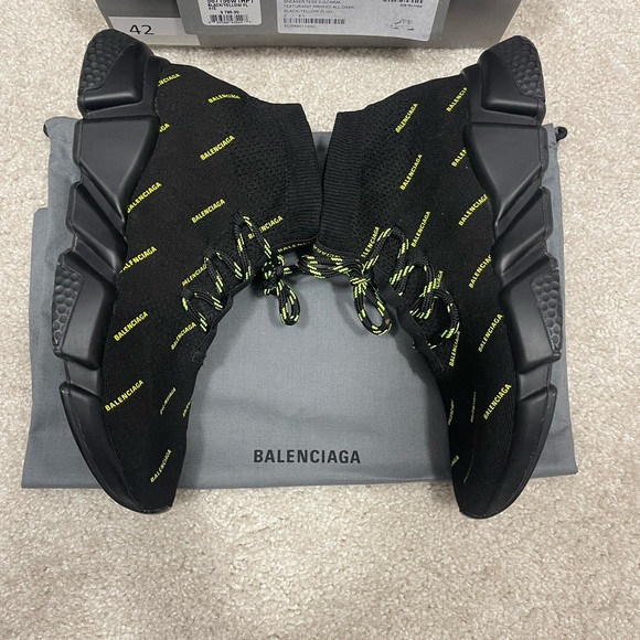 BALENCIAGA MENS BLACK KNIT LACE UP SNEAKER SIZE 8 US 41 EUR - Picture 6 of 9